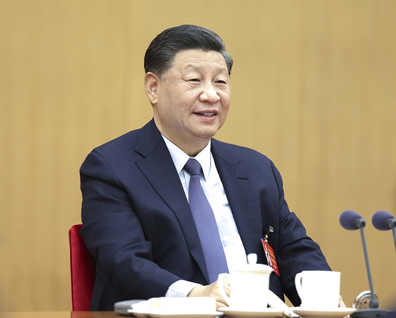 2022年10月17日，習近平同志參加黨的二十大廣西代表團討論。