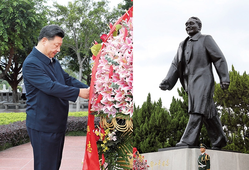 2020年10月14日，習近平總書記向深圳蓮花山公園鄧小平同志銅像敬獻花籃。